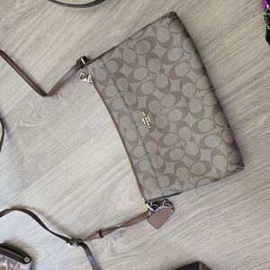Coach Brown Crossbody Bag with Patterned Design